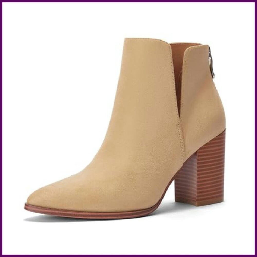 Pointed Toe Ankle Booties Stacked Block Heel Cuto… - image 2